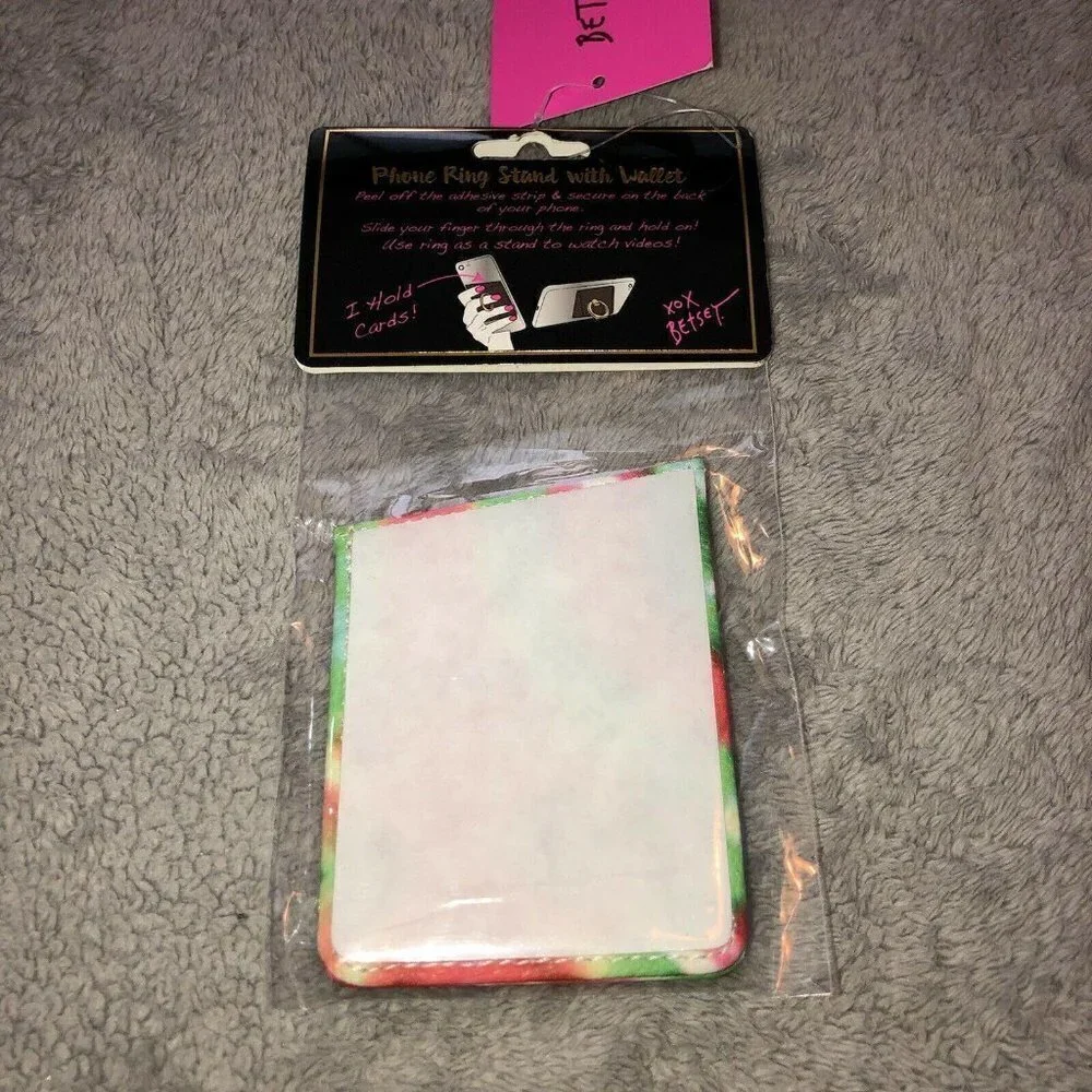 NWT BETSEY JOHNSON Tie Dye Stick On Phone Ring Wallet